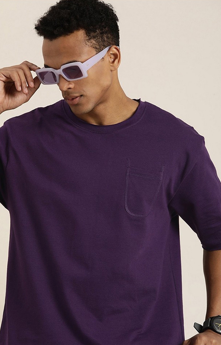 Dillinger | Men's Purple Solid Oversized T-Shirts