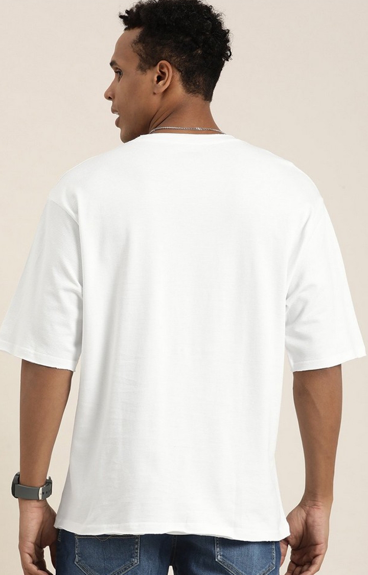 Men's White Solid Oversized T-Shirts