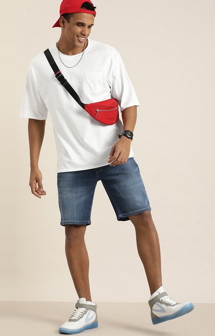 Men's White Solid Oversized T-Shirts