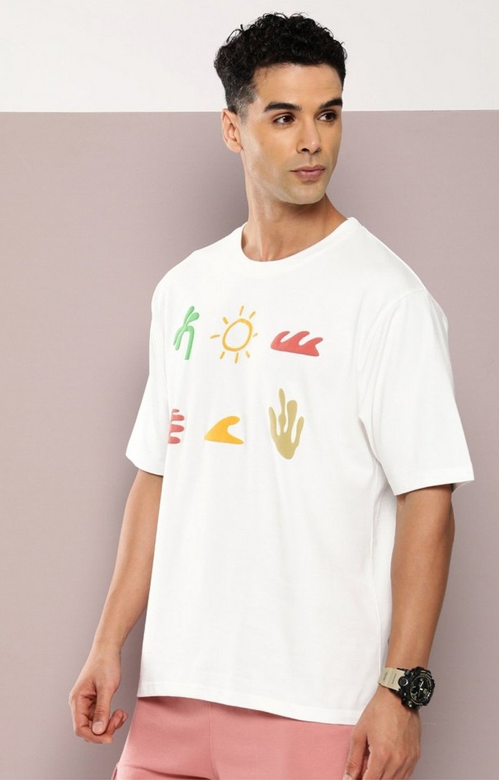 Men's  Off White Graphic Boxy T-shirt