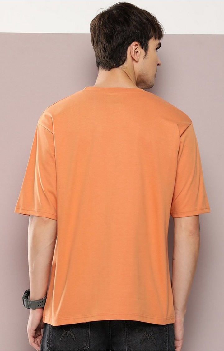 Men's  Brown Graphic Oversized T-shirt