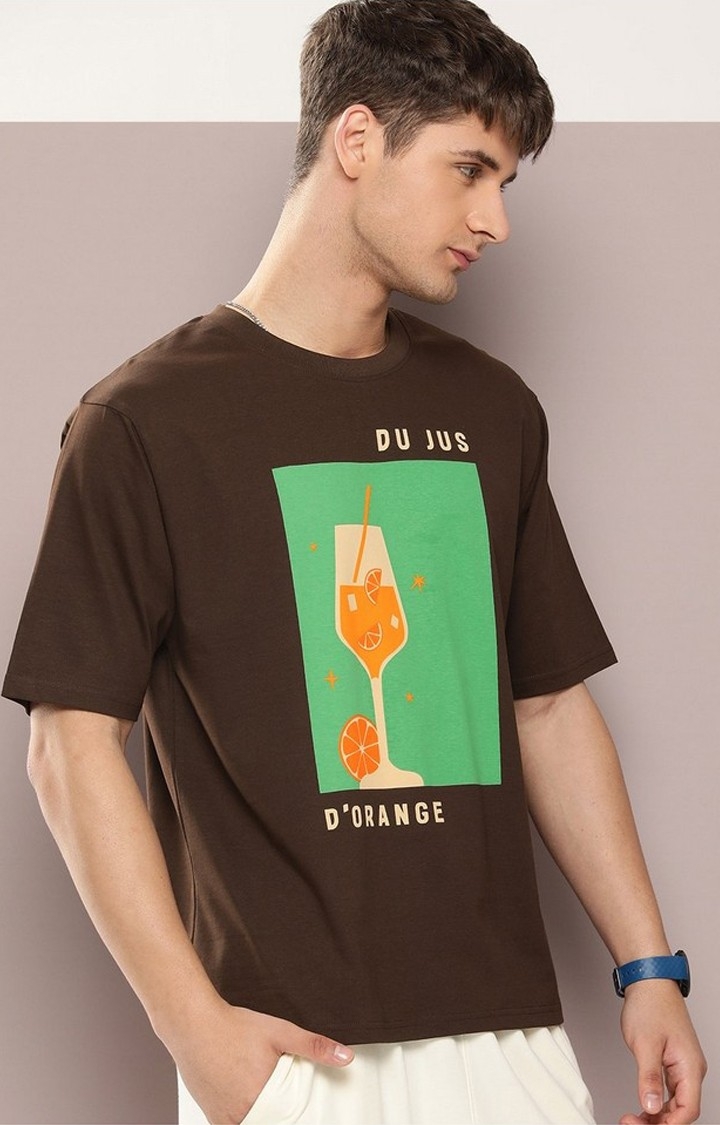 Dillinger | Men's  Brown Graphic Oversized T-shirt