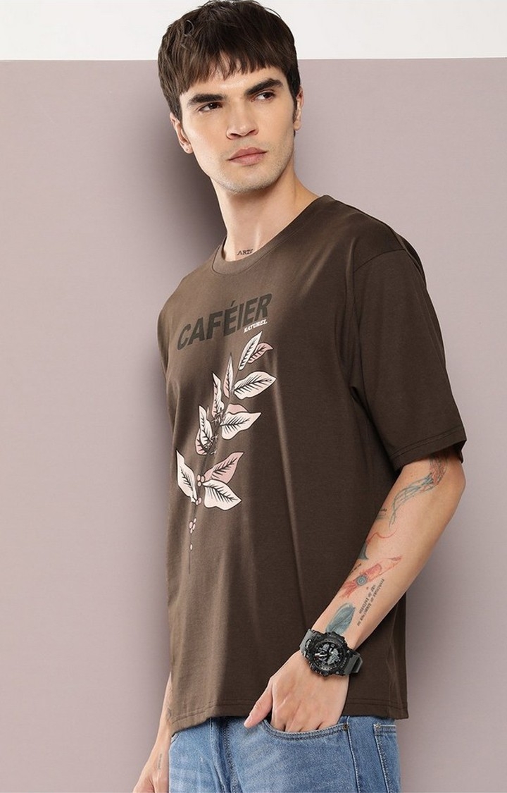 Dillinger | Men's  Brown Graphic Oversized T-shirt