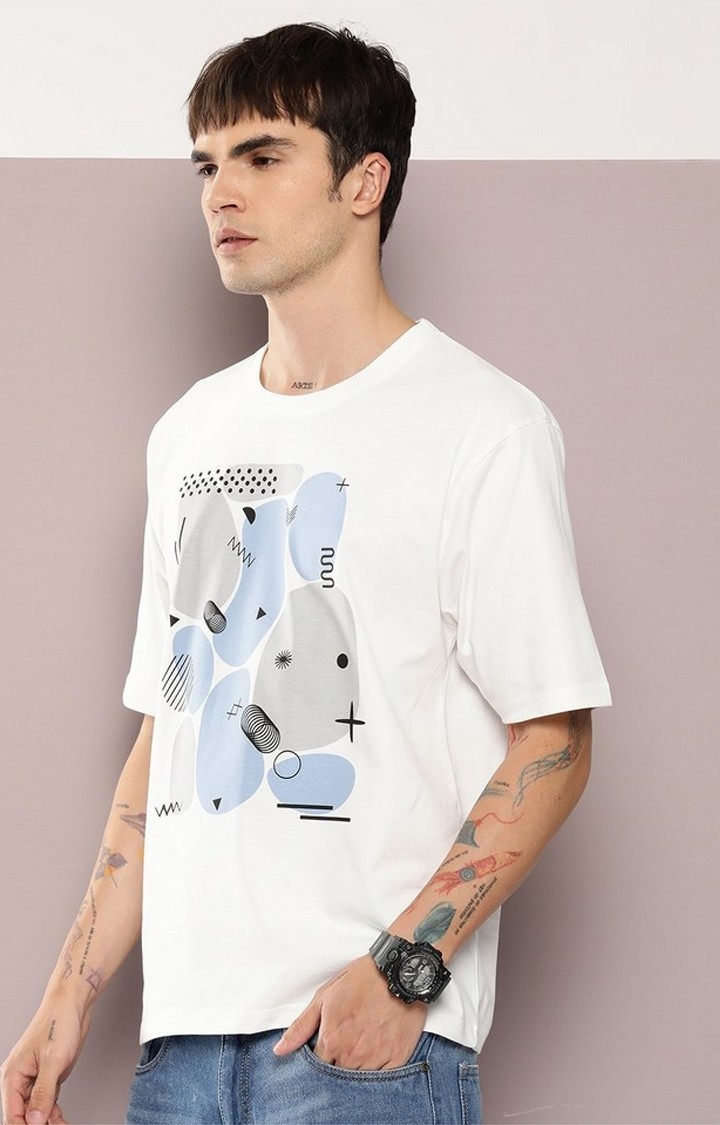 Men's  Off White Graphic Oversized T-shirt