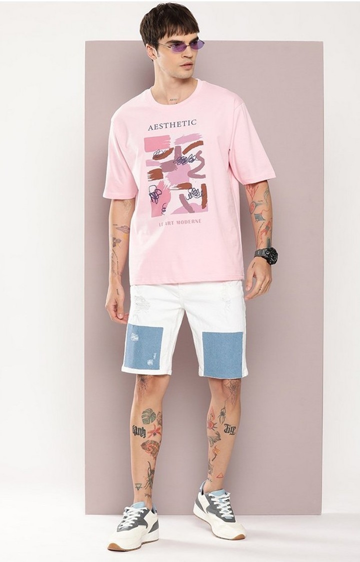 Men's  Pink Graphic Boxy T-shirt
