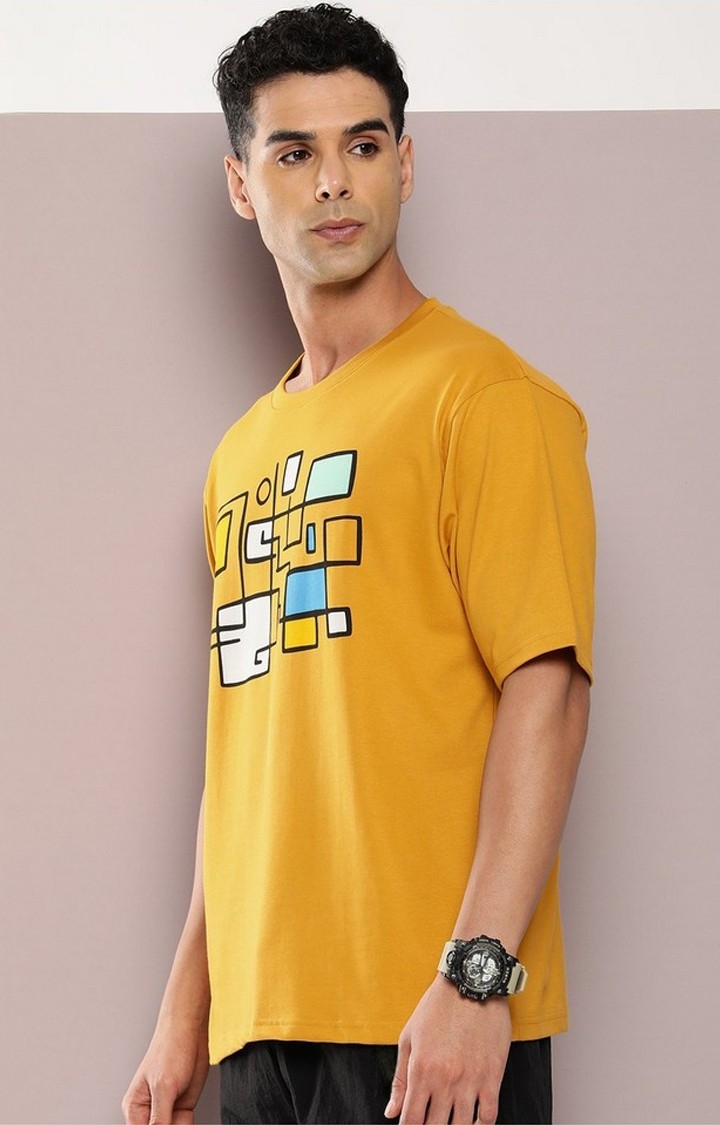 Dillinger | Men's  Mustard Graphic Oversized T-shirt