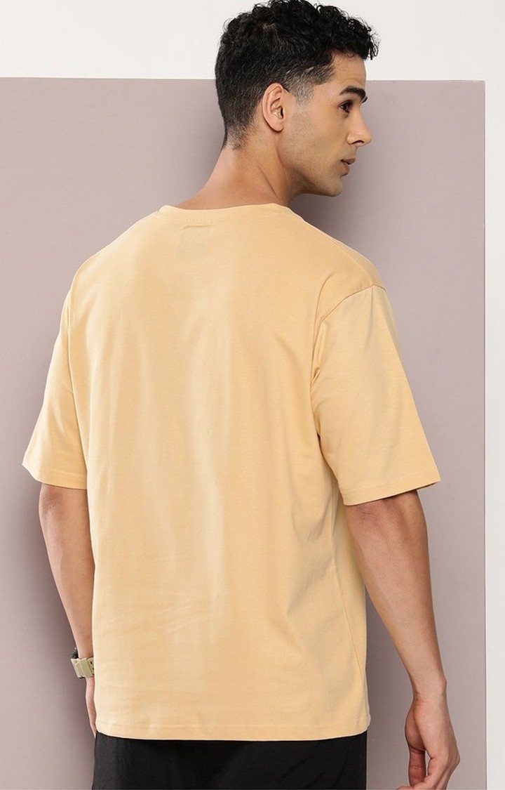 Men's  Beige Graphic Oversized T-shirt