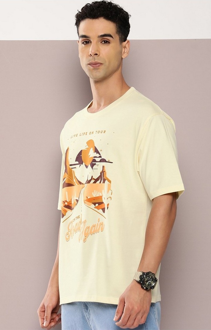 Dillinger | Men's  Off White Graphic Oversized T-shirt