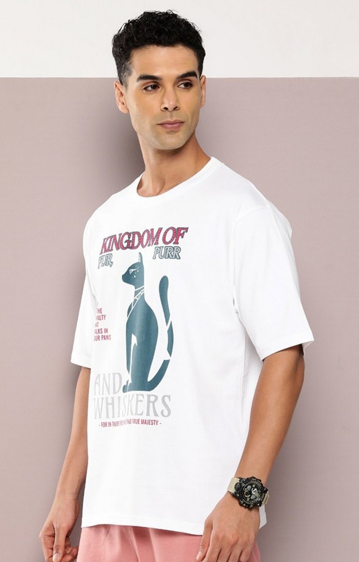 Dillinger | Men's  White Graphic Oversized T-shirt