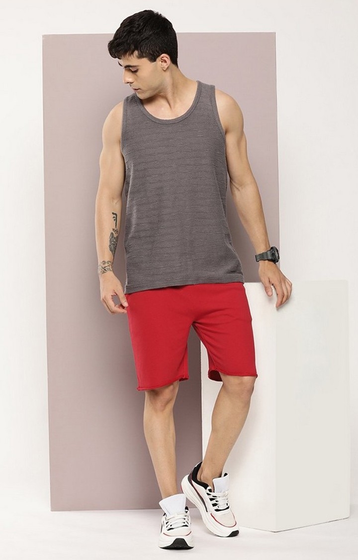 Men's Red Solid shorts