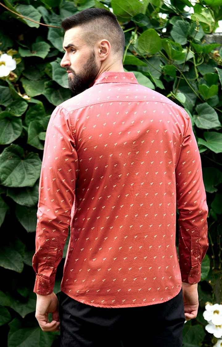 Men's Pink Cotton Graphic Printed Casual Shirt