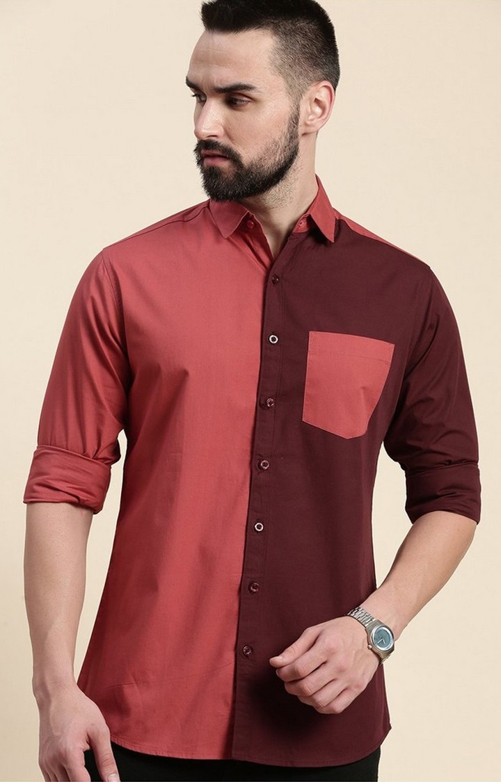 Men's Withered Rose Cotton Colourblocked Casual Shirt