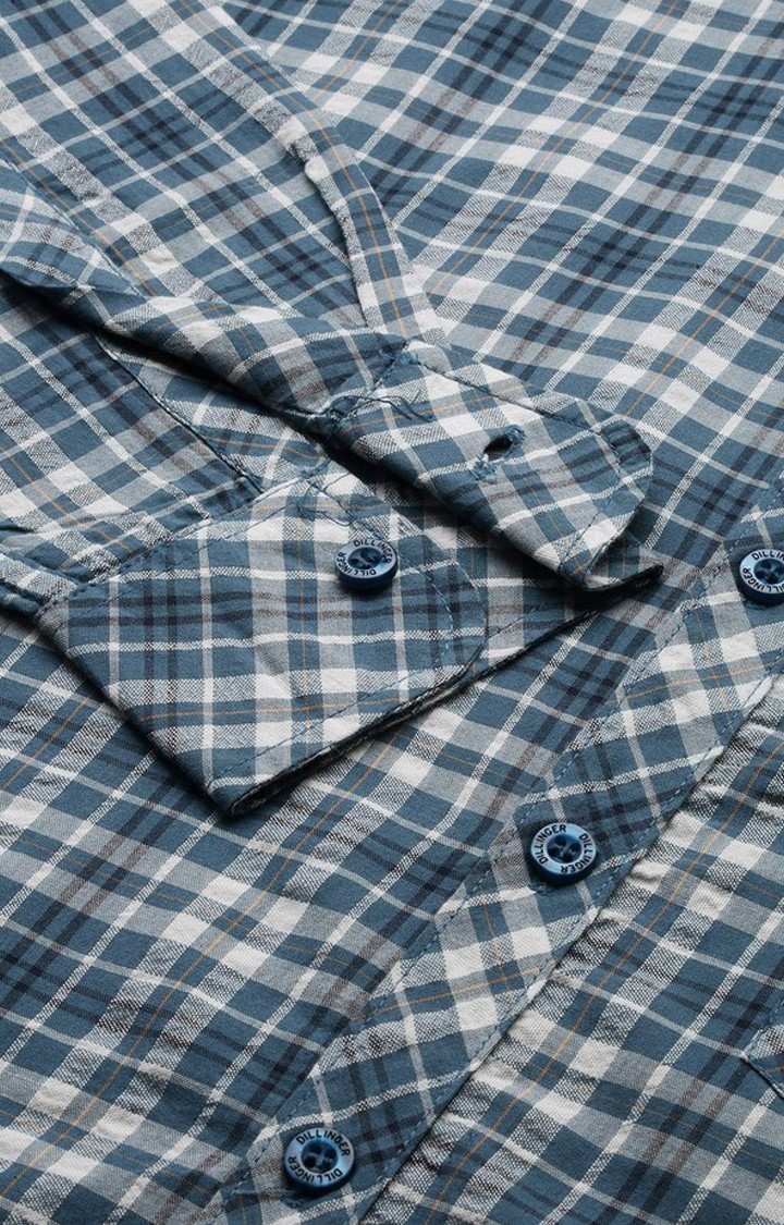 Men's Teal Cotton Checked Casual Shirt