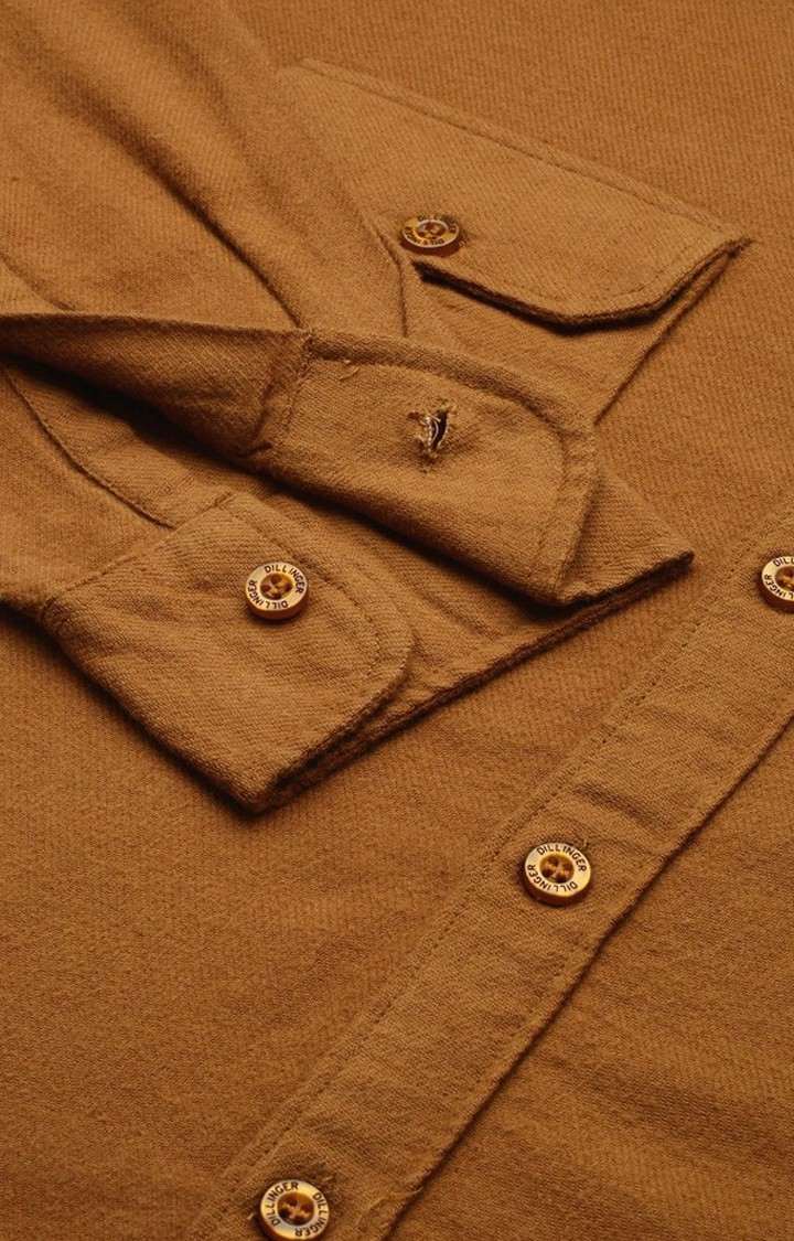 Men's Sudan Brown Cotton Solid Casual Shirt