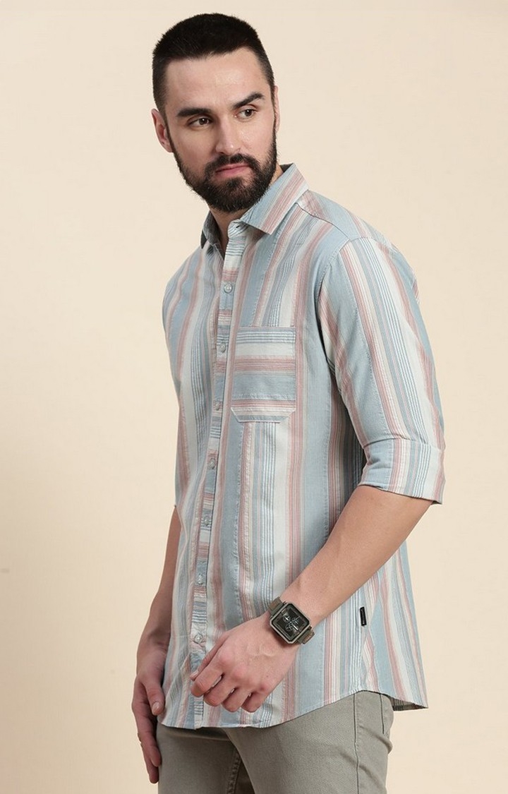 Dillinger | Men's Blue Cotton Striped Casual Shirt