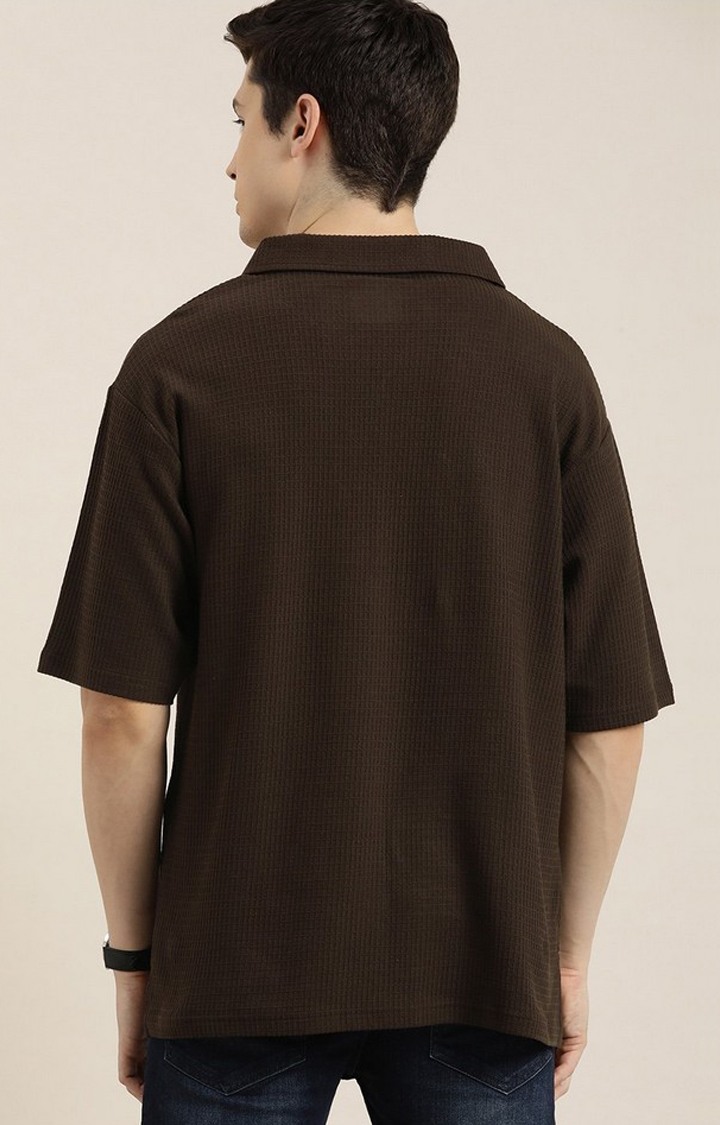 Men's Chocolate Brown  Solid Oversized T-Shirts