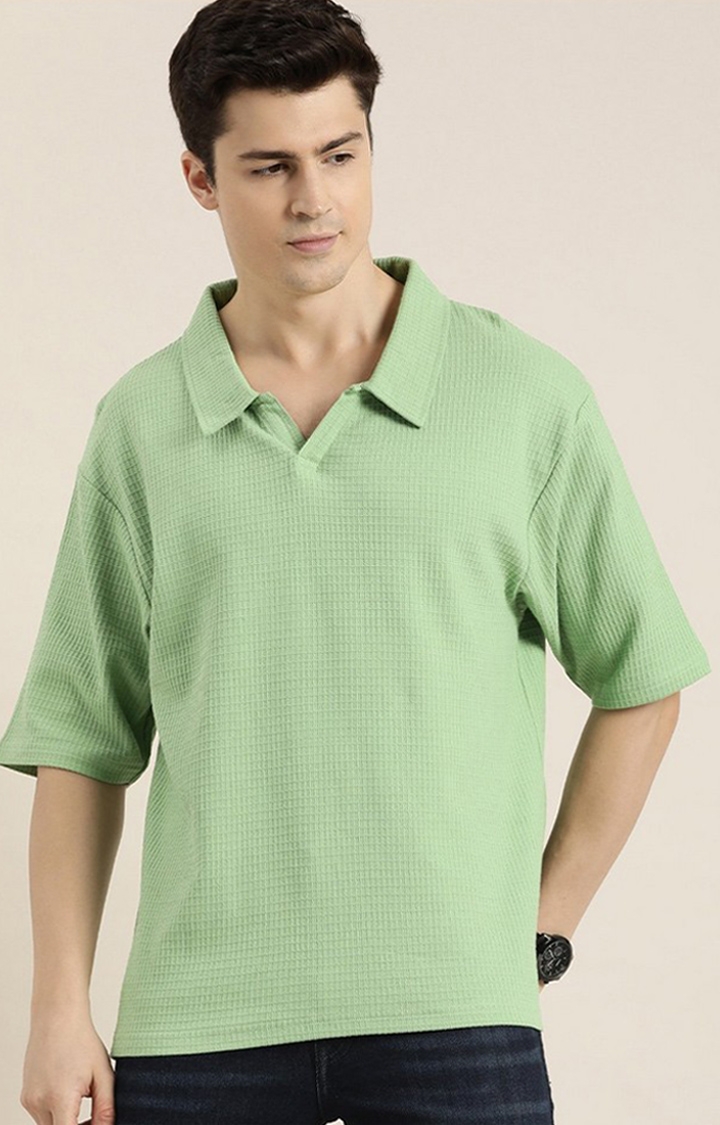 Dillinger | Men's Pista Green Solid Oversized T-Shirts