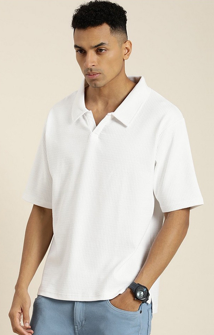 Dillinger | Men's White Solid Oversized T-Shirts