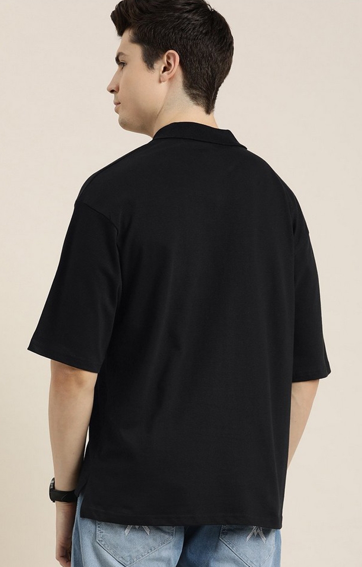 Men's Black Solid Oversized T-Shirts