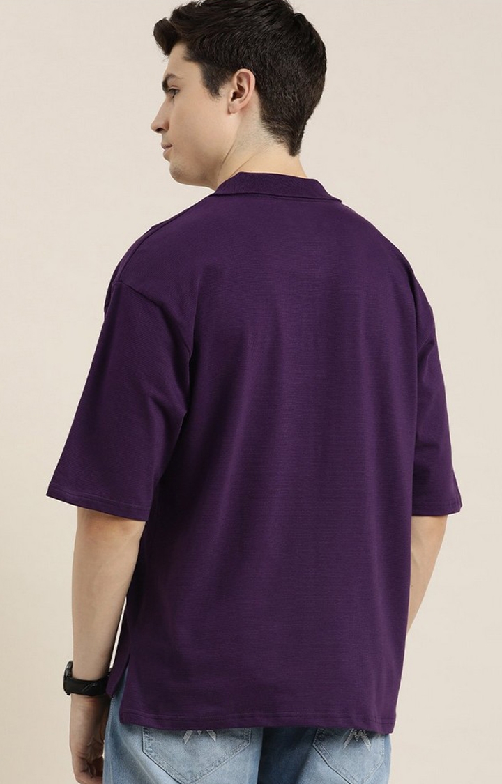 Men's Grape Royal  Solid Oversized T-Shirts
