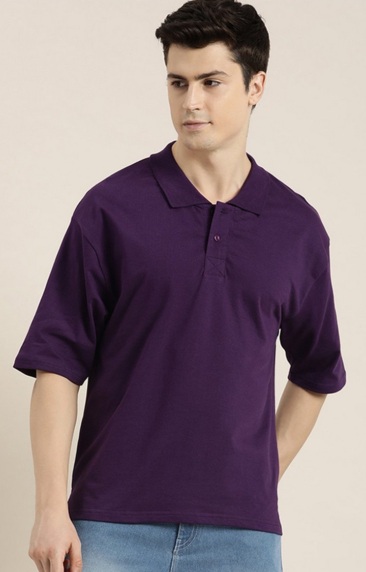 Dillinger | Men's Grape Royal  Solid Oversized T-Shirts