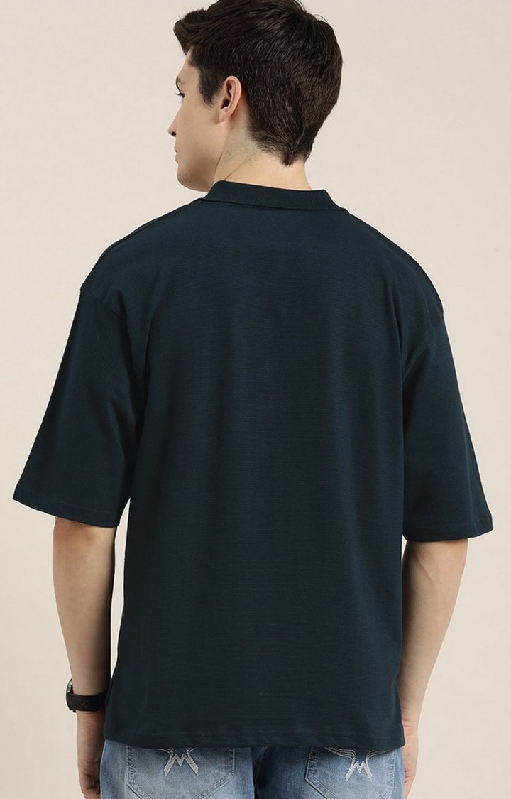 Men's Navy Solid Oversized T-Shirts