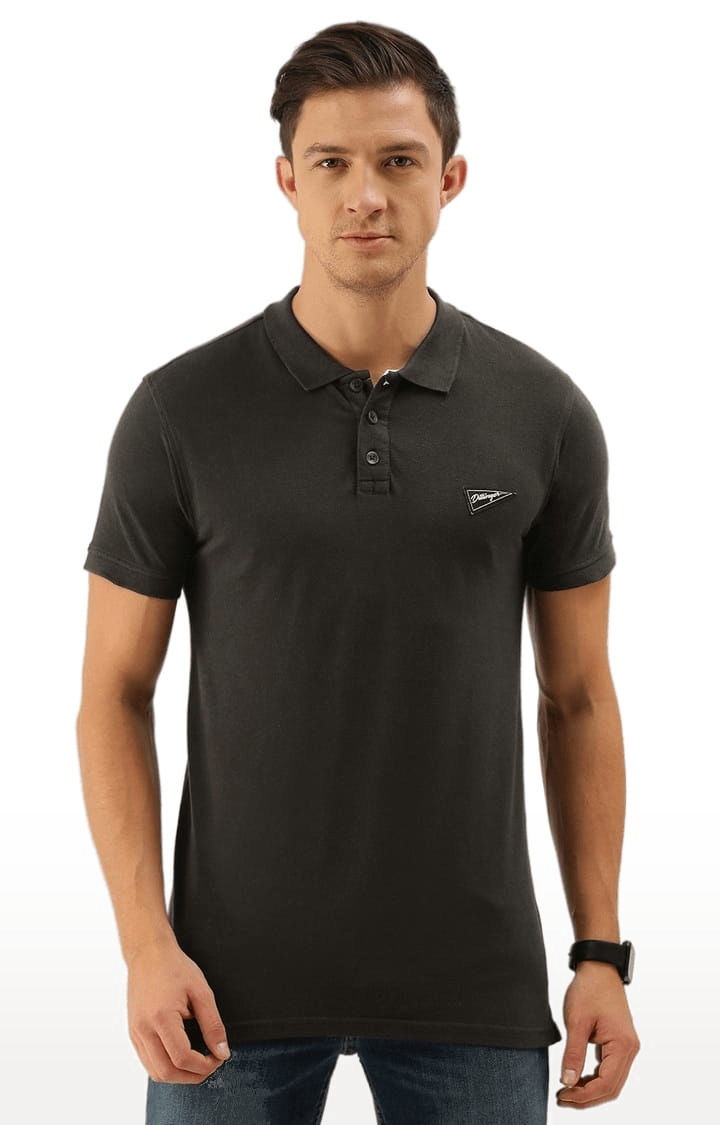 Dillinger | Men's Grey Cotton Solid Polo T-shirt