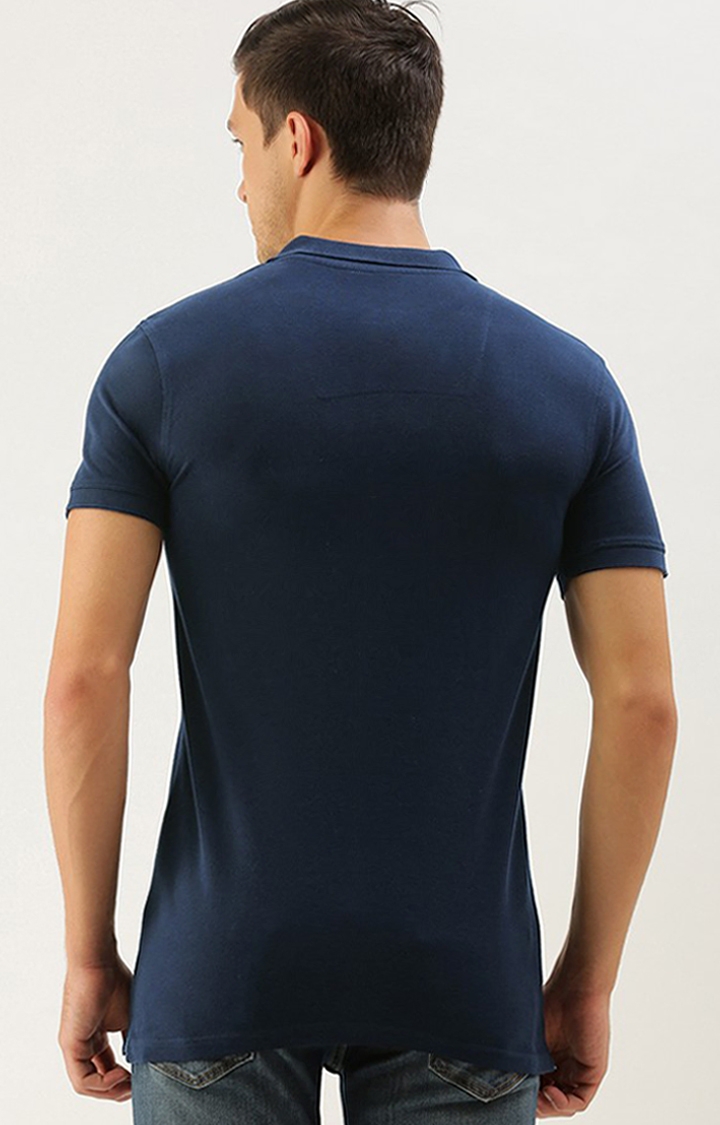Dillinger | Men's Navy Blue Cotton Solid Polo T-shirt 5