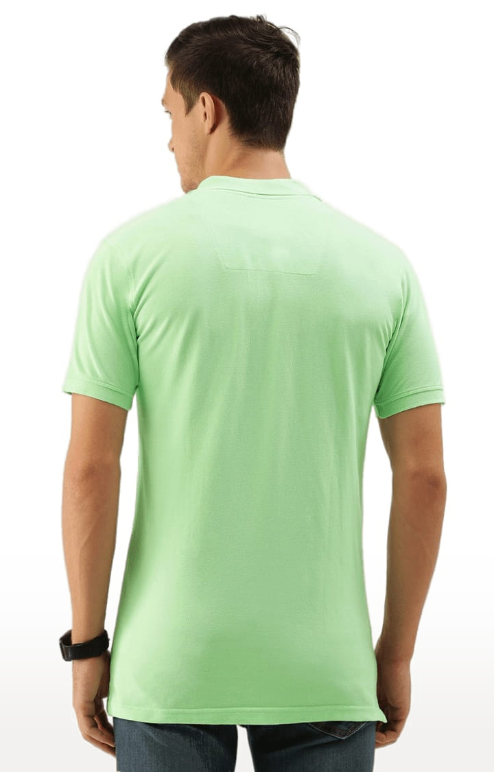Men's Green Cotton Solid Polo T-shirt