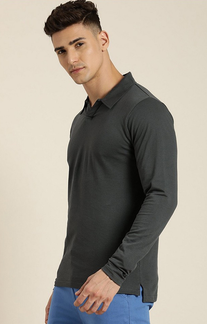 Dillinger | Men's Grey Solid Regular T-Shirts