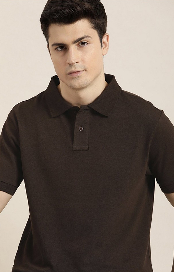 Dillinger | Men's Brown Solid Regular T-Shirts