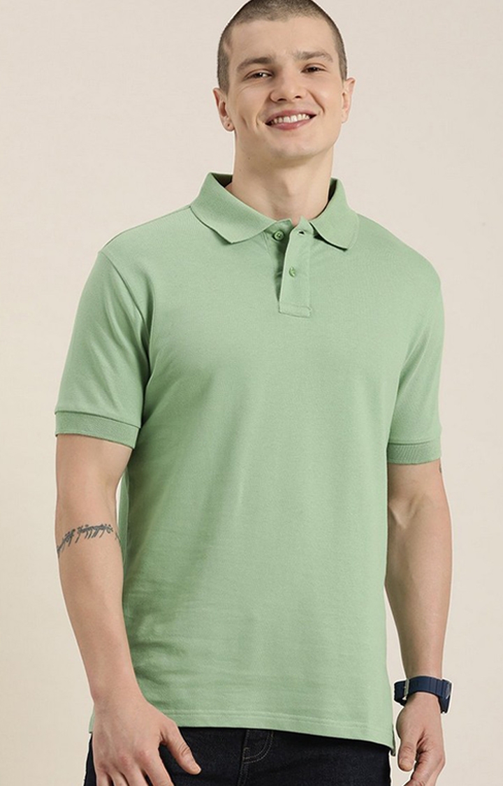 Dillinger | Men's Green Solid Regular T-Shirts