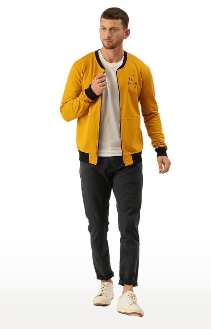 Men's Yellow Solid Western Jackets