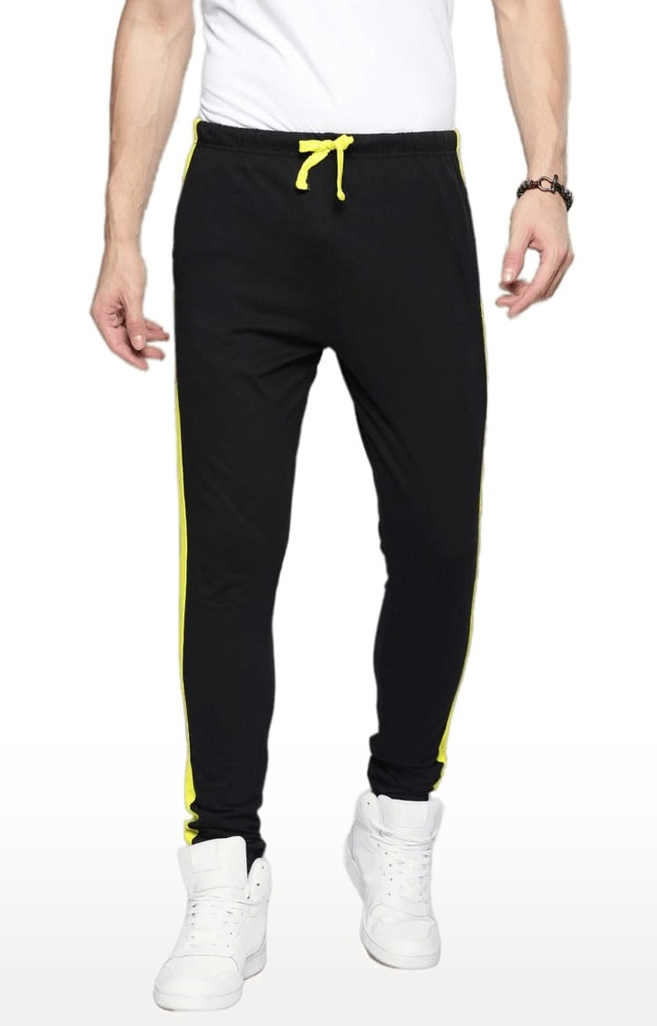 Men's Black Cotton Solid Trackpant