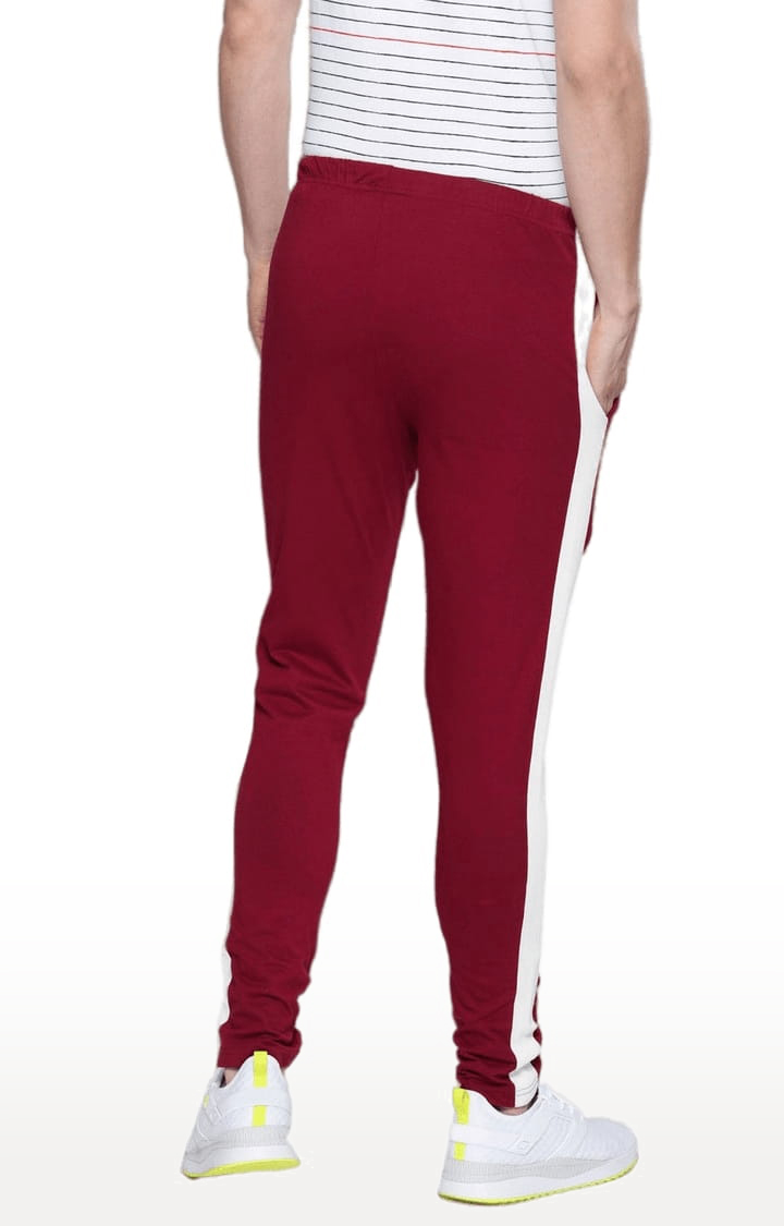 Men's Red Cotton Solid Trackpant