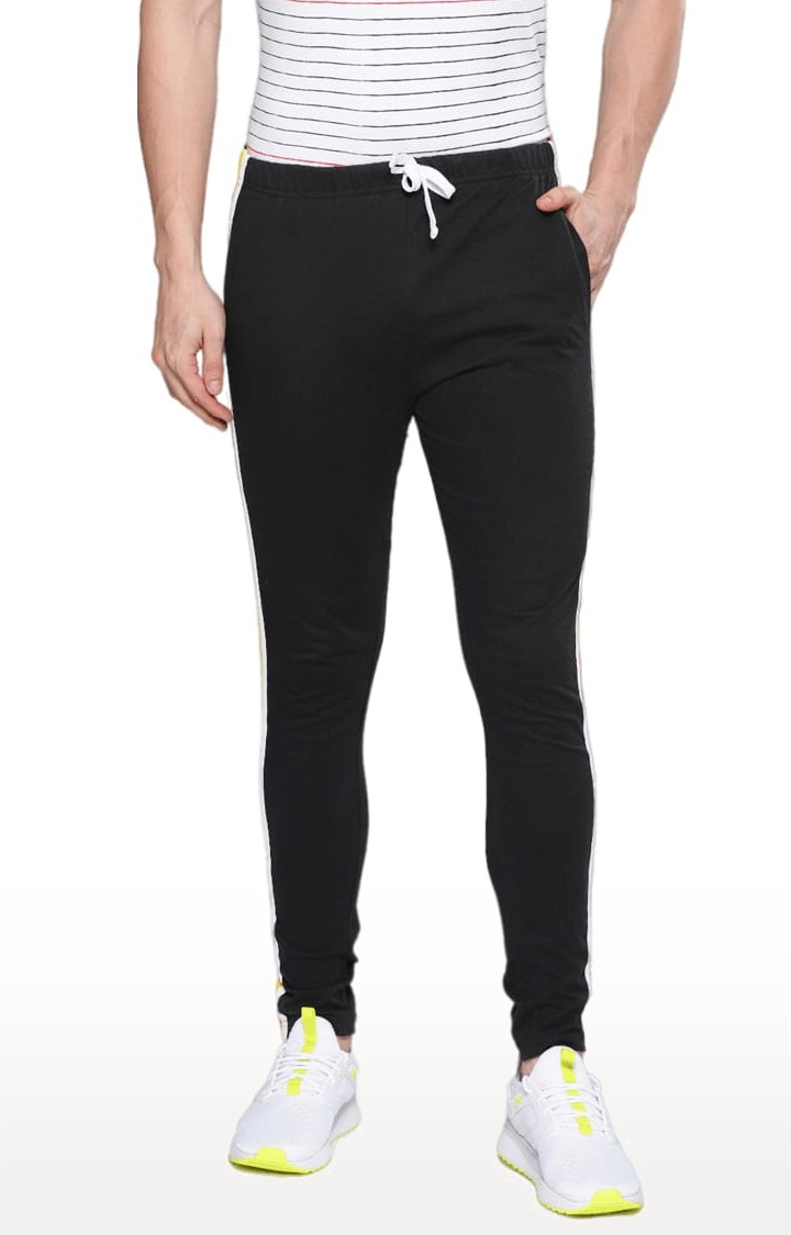 Men's Black Cotton Solid Trackpant