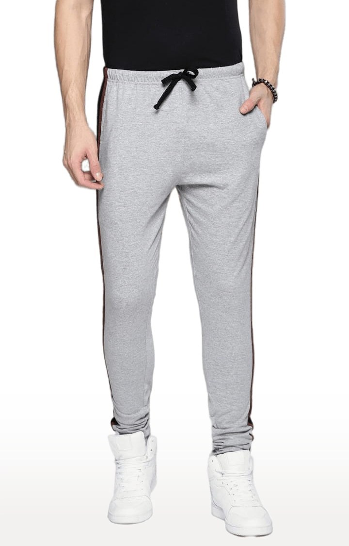 Men's Grey Cotton Melange Trackpant