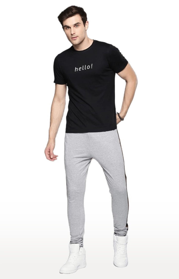 Men's Grey Cotton Melange Trackpant