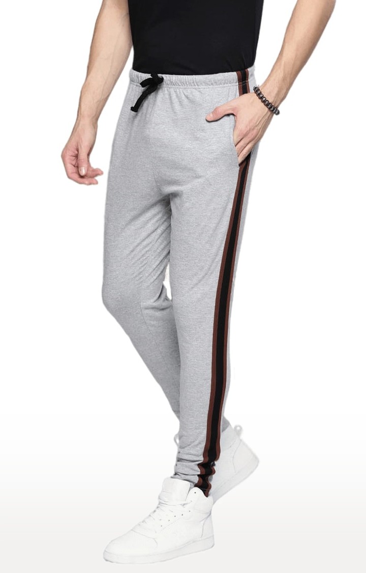 Men's Grey Cotton Melange Trackpant