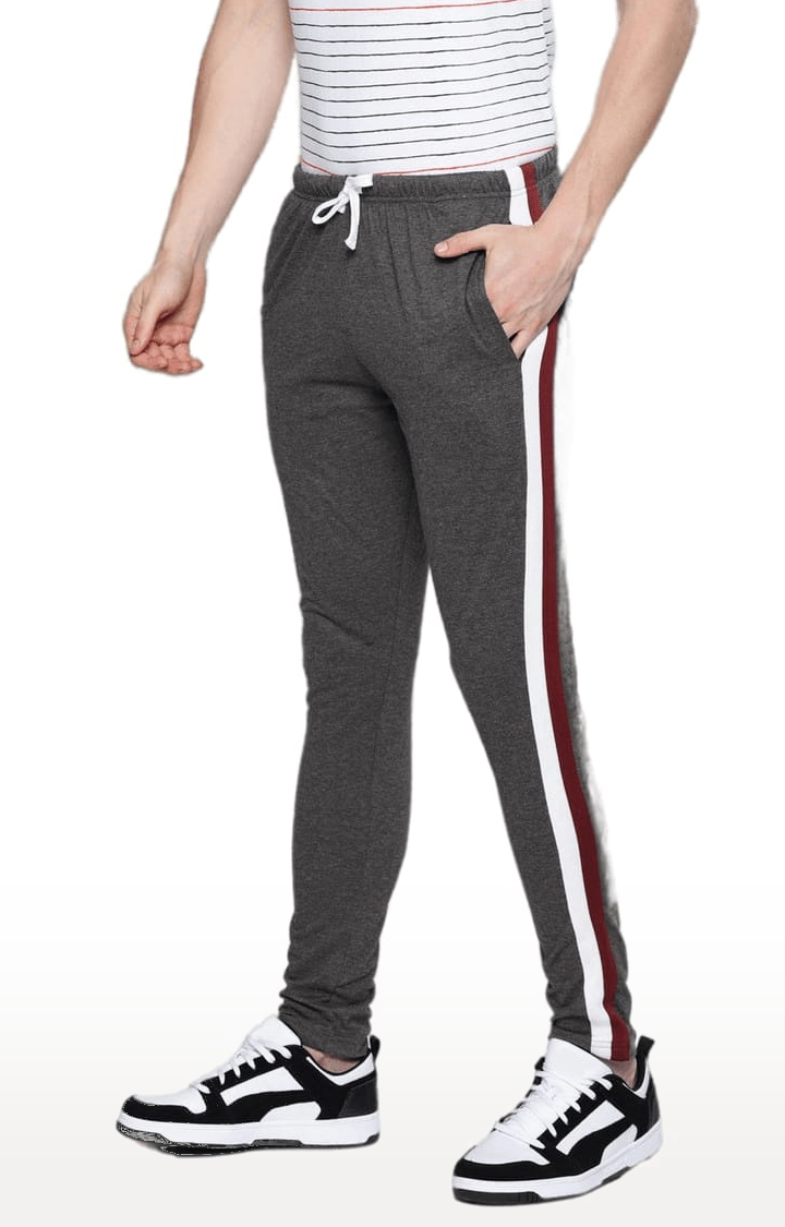 Men's Grey Cotton Melange Trackpant