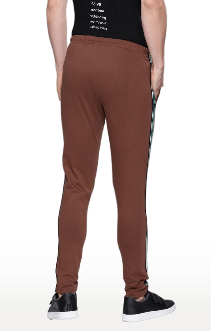Men's Brown Cotton Solid Trackpant