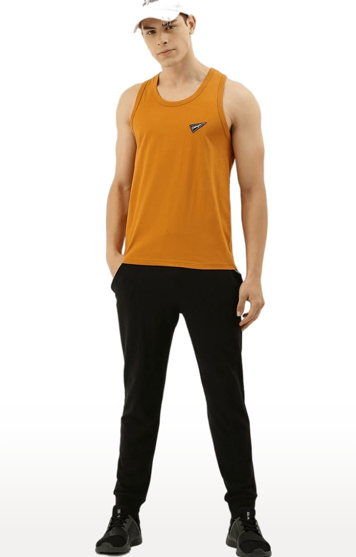 Men's Brown Cotton Solid Vest