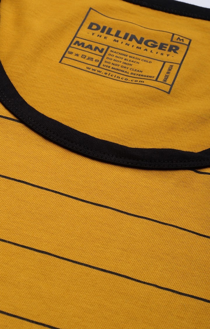 Dillinger | Men's Yellow Cotton Striped Vest 4