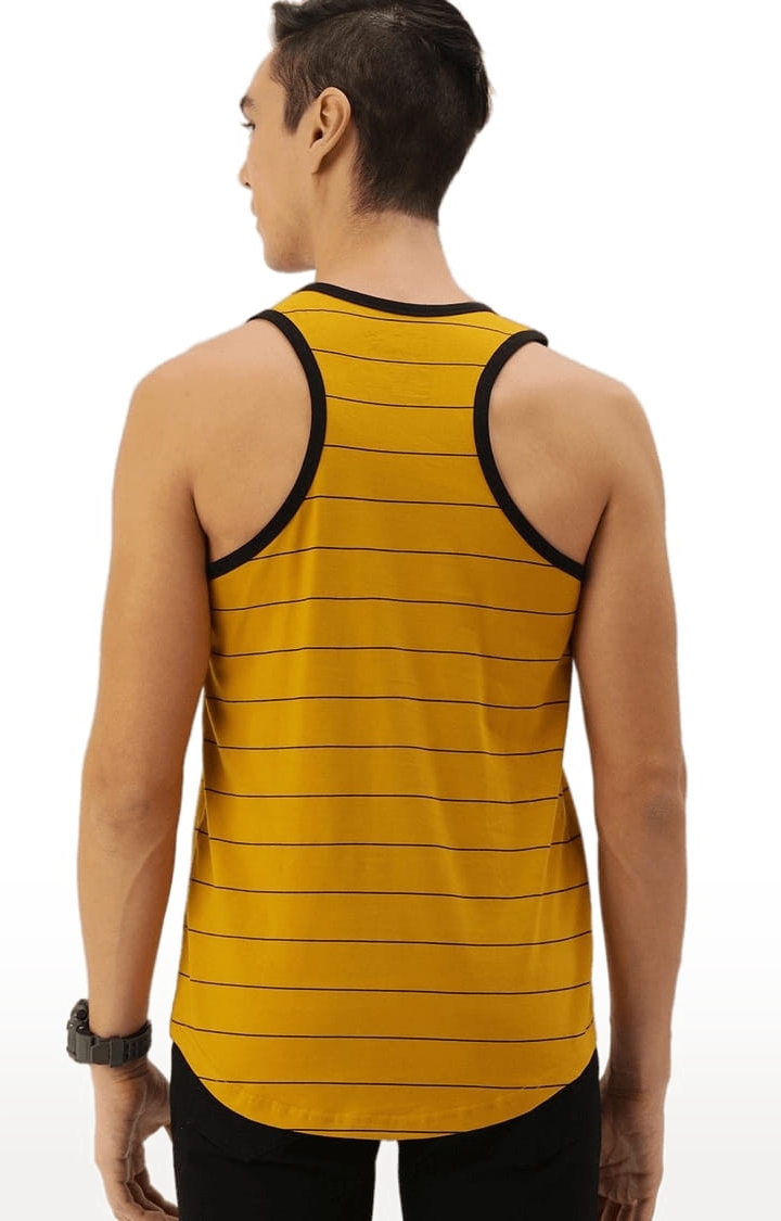 Dillinger | Men's Yellow Cotton Striped Vest 3