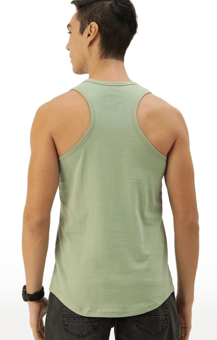 Men's Green Cotton Solid Vest