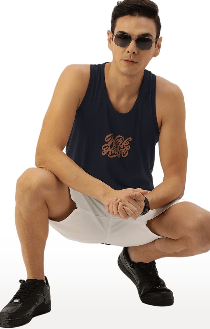 Dillinger | Men's Navy Cotton Typographic Printed Vest 1