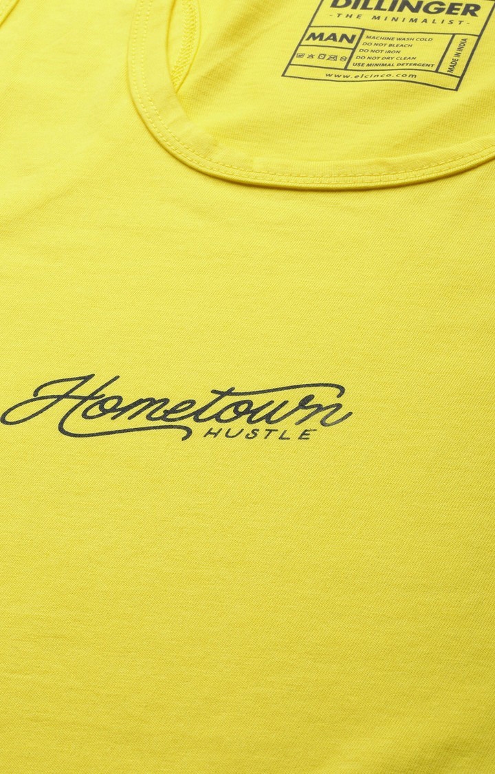 Dillinger | Men's Yellow Cotton Typographic Printed Vest 4