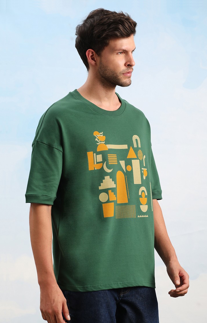 Dillinger | Unisex Green Graphic Printed Oversized T-Shirt
