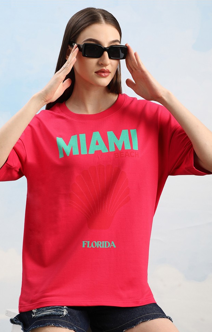 Unisex Pink Graphic Printed Oversized T-Shirt