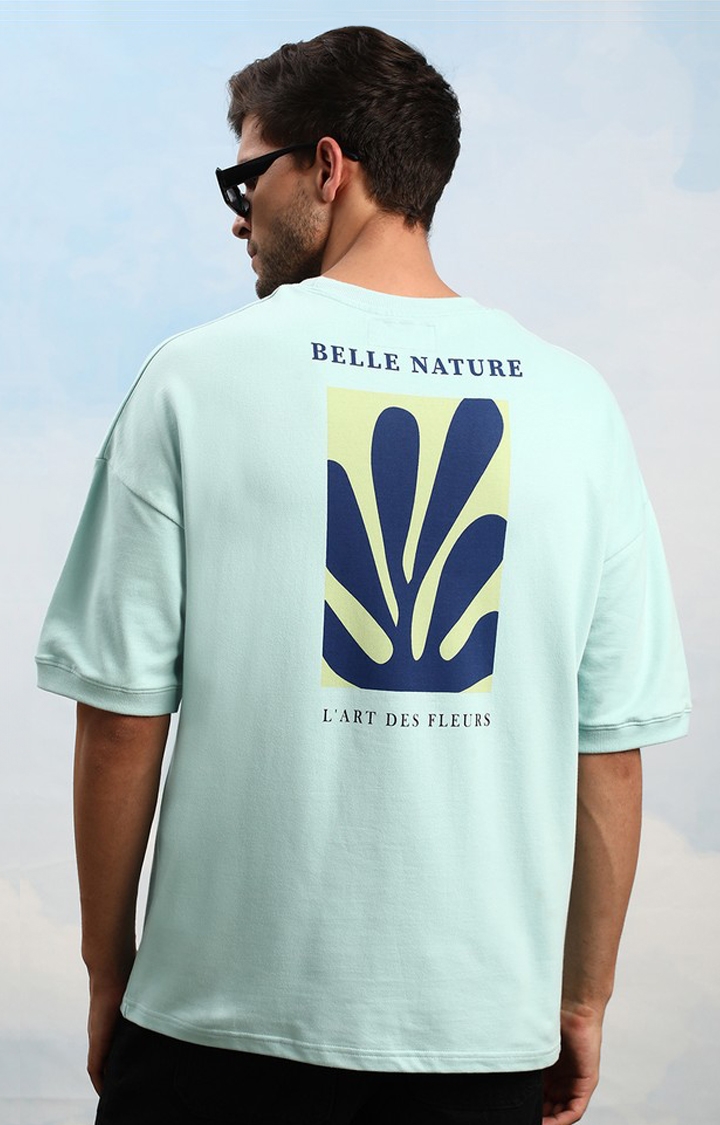 Unisex Turquoise Graphic Printed Oversized T-Shirt